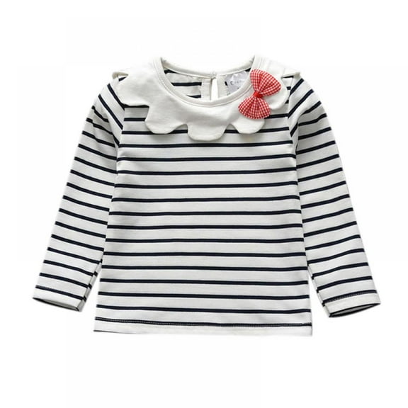 GYRATEDREAM Kids Baby Girls Long Sleeve Doll Collar Blouse Tops Basic Ruffle Shirt Solid Colors 0-7 Years