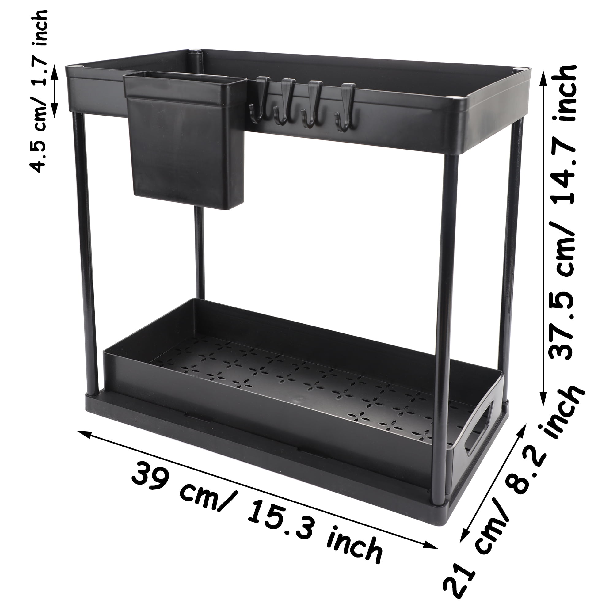 Under Sink Organizer, Pull Out Cabinet Organizer 2-Tier Slide Out Sliding Shelf