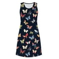 thumbnail image 4 of SELONE Nightgown for Women Sleeveless Crew Neck Midi Dresses Wide Strap Casual Dress with Pockets Printed Sundress M, 4 of 7