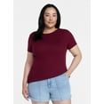 thumbnail image 2 of Time and Tru Women's Ribbed Tee with Short Sleeves, Sizes XS-XXXL, 2 of 5