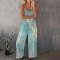 thumbnail image 2 of Summer Saving Wycnly Rompers for Women Summer Beach Fashion Loose Wide Leg Strap Jumpsuits with Pocket Crewneck Sleeveless Formal Marbled Print Maxi Womens Jumpsuits on, 2 of 7