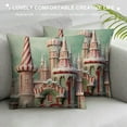 thumbnail image 3 of Nawypu Christmas Castle Throw Pillow Covers Cartoon Candy Cane Merry New Year Blue Soft Sofa Living Room pillow case Bed Home Decor Square Cover, 3 of 5