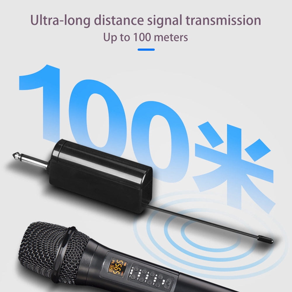 Wireless Microphone, Portable UHF Handheld Karaoke Dynamic Microphone System with Volume & Echo Control and Rechargeable Receiver,328ft Range for Singing, Wedding, Speech