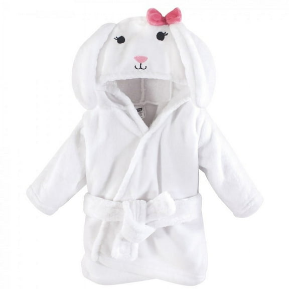 Hudson Baby Infant Plush Animal Face Bathrobe, Bunny, 0-9 Months