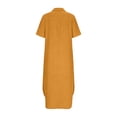 thumbnail image 4 of Fewfanho Spring Dresses for Women Casual Loose Cotton Linen Long Shirt Dress Side Split Dresses with Pockets, 4 of 8