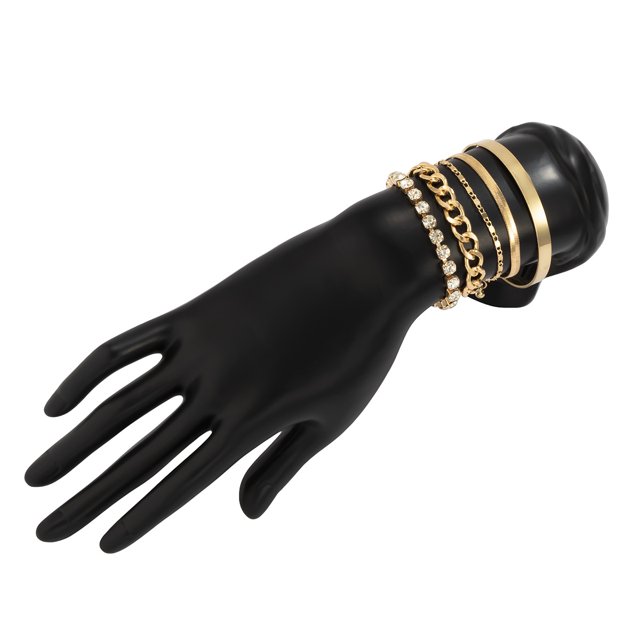 Conjunto de pulsera de diamantes de imitación con múltiples elementos geométricos personalizados, cadena de garra hecha a mano de cobre simple vintage, joyería de mano