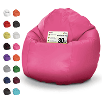 Marine Grade Vinyl 36x36x40" Large Bean Bag Chair - w/Polystyrene Beads and CertiPUR Foam Filled Bean Bag for Adults, Teens and Kids - Hot Pink