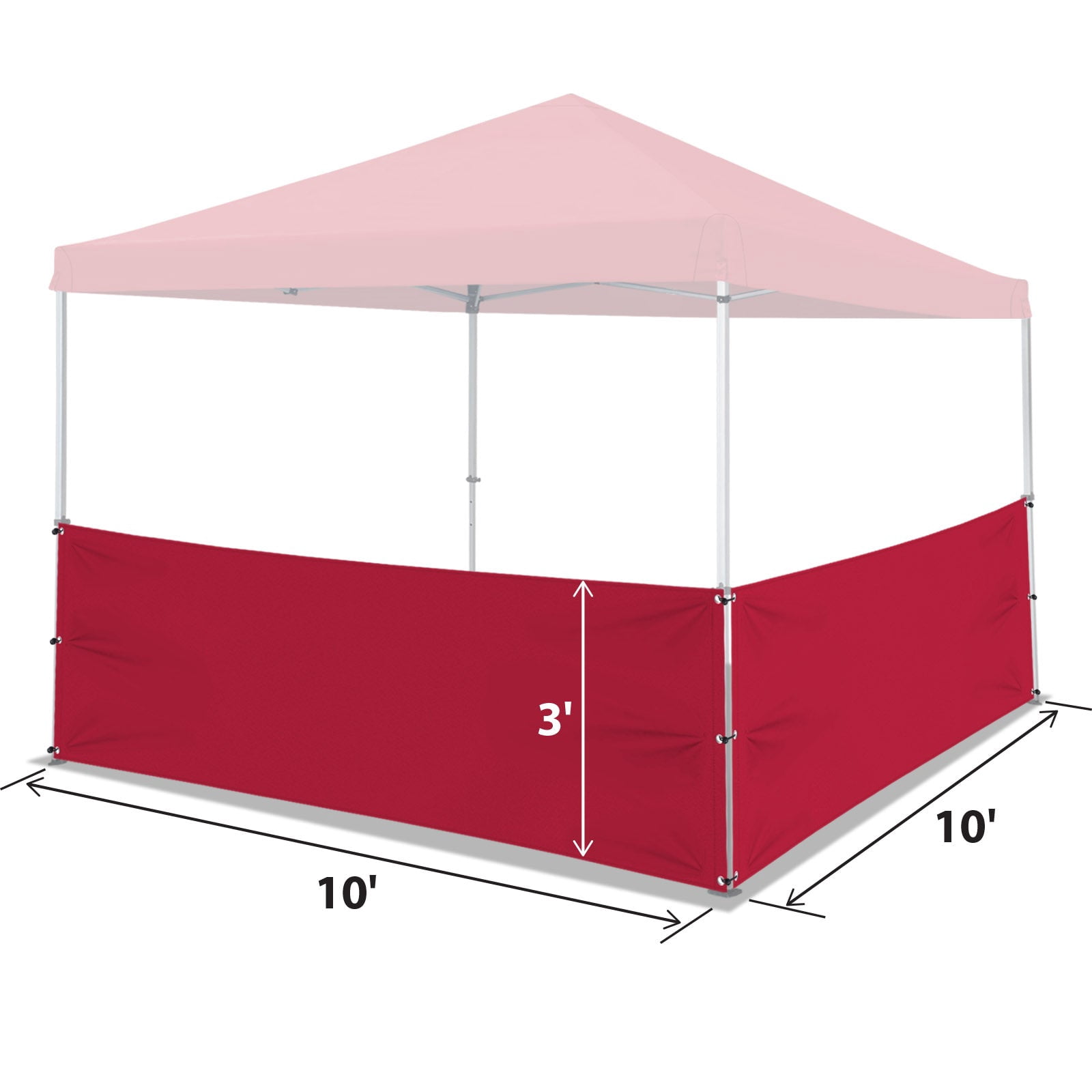 ALUVIERA 10x3' Canopy Half Wall Outdoor Gazebo Side Panels for Pop Up Tent Gazebo Shelter w/Ball bungees(2 Pack, Burgundy)