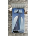 thumbnail image 3 of Ambesonne Nautical Quilted Bedspread Set 2 Pcs, Sail Boat Wavy Serene, Twin Size, Violet Blue, 3 of 3