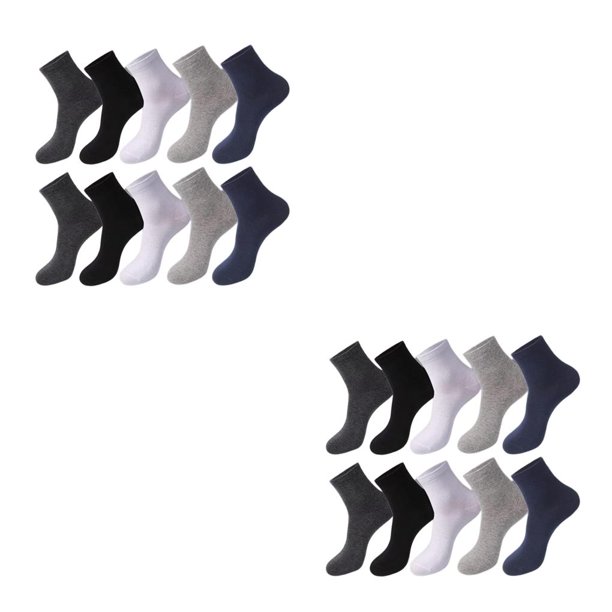 Sonducket 10 Uds. De calcetines para hombre, calcetines absorbentes para el sudor de poliéster para hombre, calcetín de tubo medio para Colores mezclados 2Conjunto