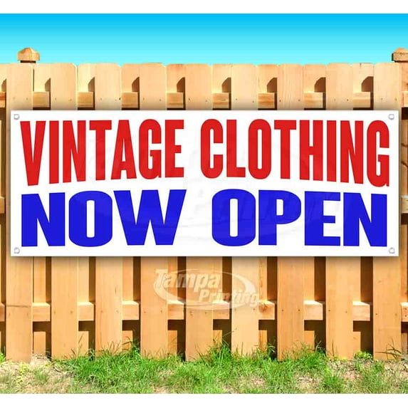 Vintage Clothing Now Open 13 oz Vinyl Banner With Metal Grommets
