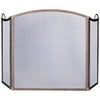 Uniflame #S-1444 Vintage Copper Finish 3-Fold Screen w/ embossed Arch Top