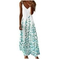 thumbnail image 1 of Robe Maxi à Imprimé Floral pour Femmes Sans Manches, Robes d'Été Décontractées, Col en V, Bretelles Spaghetti, Longue Robe Soleil, 1 of 5