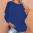 thumbnail image 2 of Womens Long Sleeve T Shirts Plus Size Casual Solid Color Round Neck Loose Color Ladies Fashion, 2 of 6
