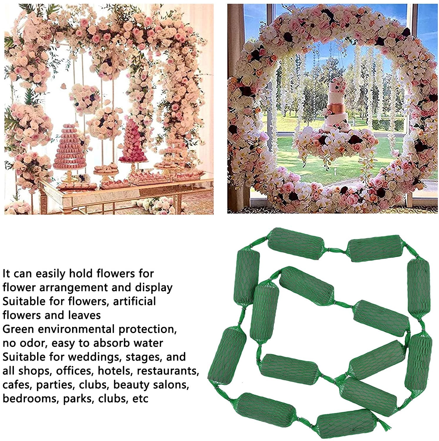 Namzi 14pcs Floral Foam Bricks,Flexible Floral Foam Garland for Fresh Flowers,Water Absorption Flower Holder for Wedding Holiday Home Decor，Total length 82.7 inches（13x5cm）