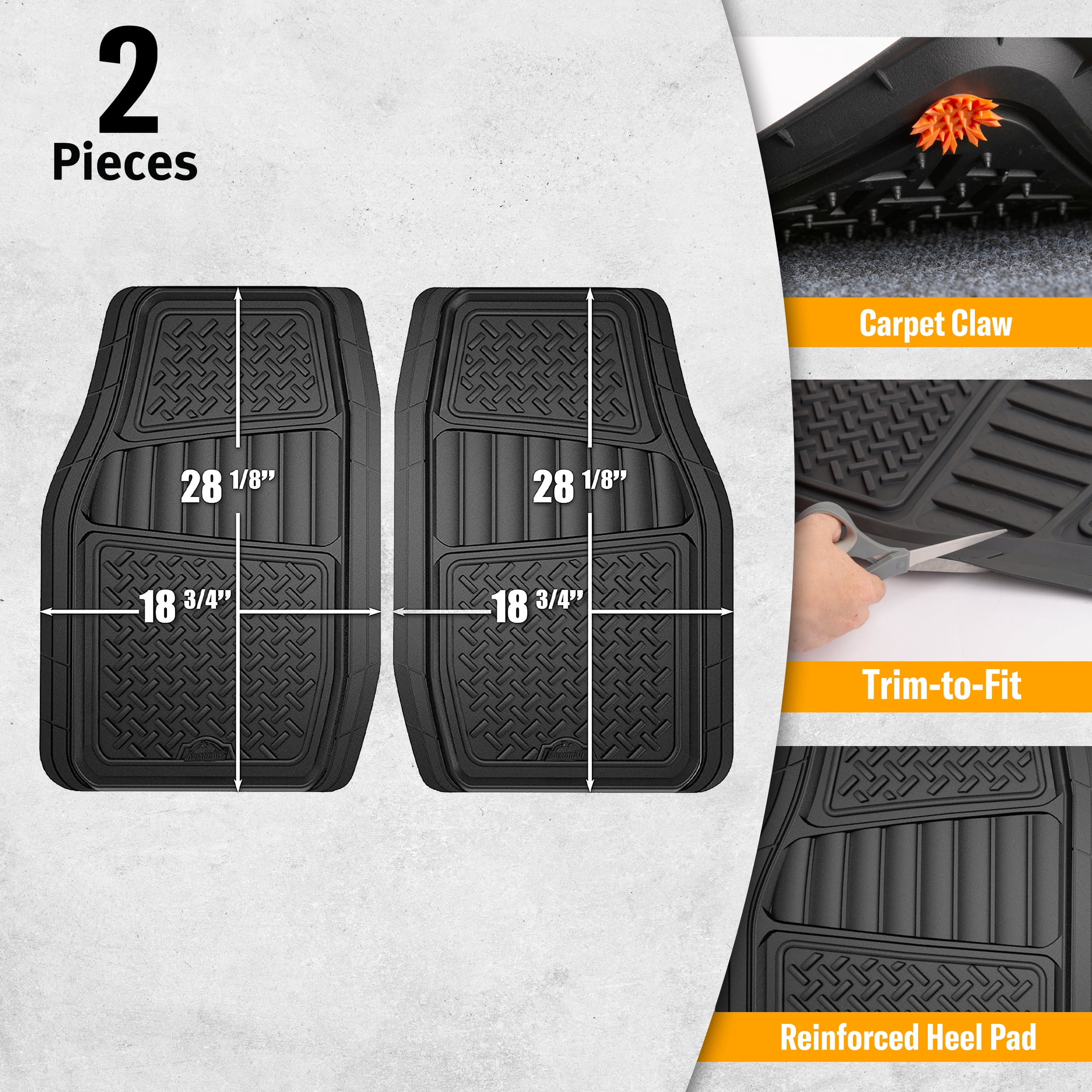 Armor All All-Weather Floor Mats for Trucks, Cars, and SUVs, Black, 2-Piece