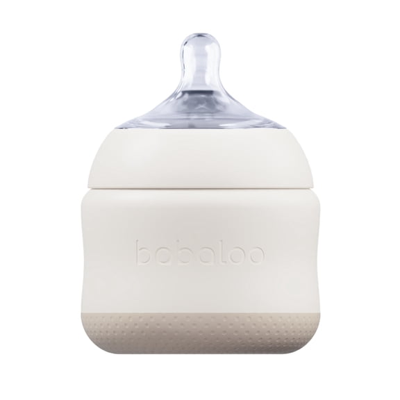 Babaloo Baby-Led Silicone Baby Bottle, Airless, Anti-Colic, 8oz Creme 1pk