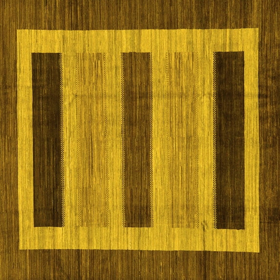 Ahgly Company Machine Washable Indoor Square Abstract Yellow Modern Area Rugs, 6' Square