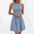 thumbnail image 2 of MaFYtyTPR Women's Sleeveless Mini Dress Trendy Solid Color Sweet Style A Line Flare Slim Dress Summer Tank Dresses for Women A-Blue L, 2 of 6