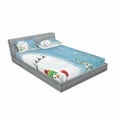 thumbnail image 3 of Christmas Bedding Set with Sheet & Covers, Jolly Snowman Under Full Moon Waving to Santa Claus with Reindeer Sleigh Kids, Printed Bedroom Decor 2 Shams, 4 Sizes, White Blue, by Ambesonne, 3 of 3