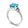thumbnail image 2 of 1.71 ct Round Cut Simulated Turquoise Solitaire with Simulated Diamond Accents 14K White Gold Womens Engagement Ring, 2 of 5
