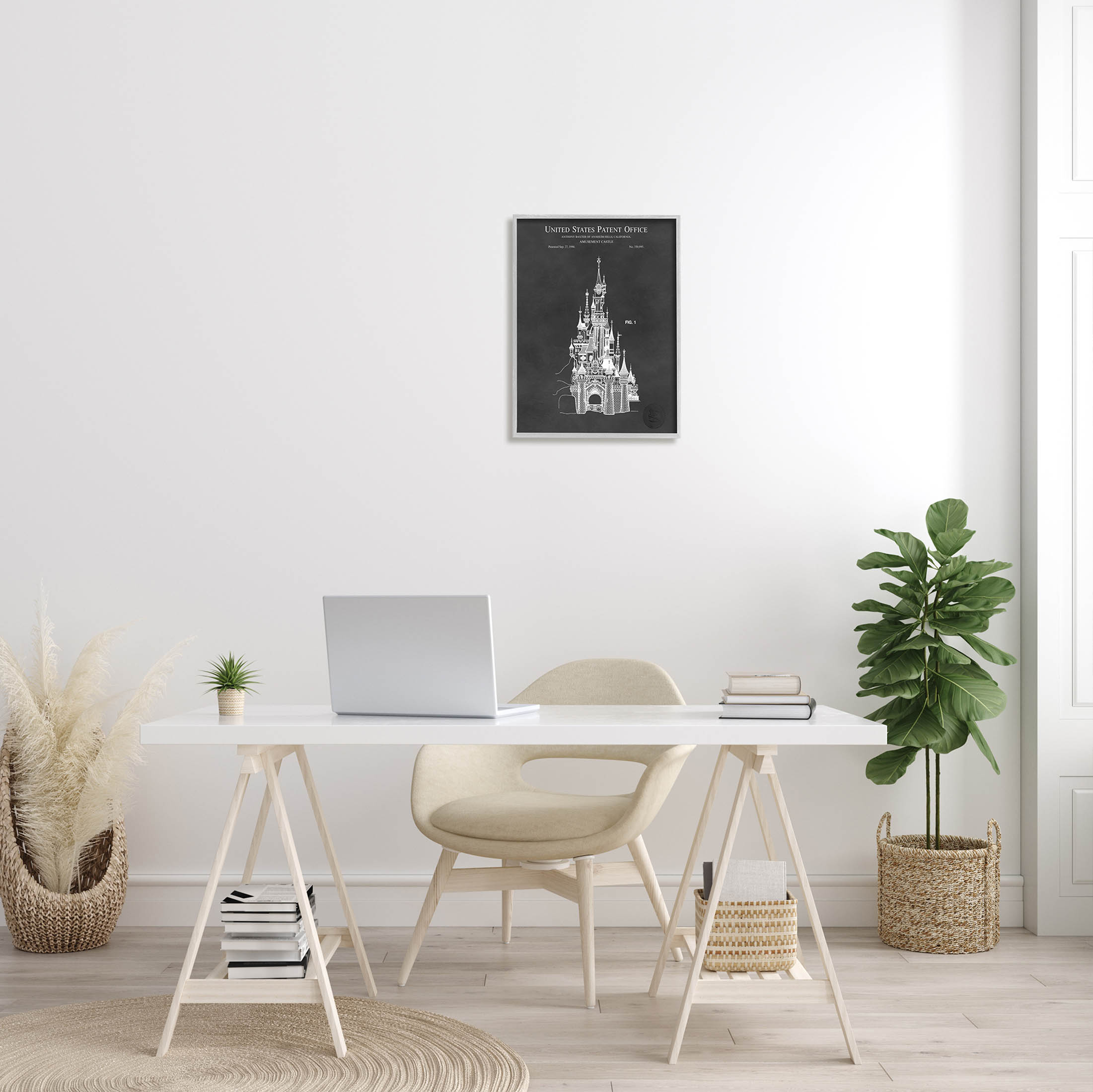Stupell Industries Detailed Castle Diagram Chart Graphic Art Gray Framed Art Print Wall Art, Design by Karl Hronek