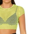 thumbnail image 4 of GBSYEWXS Tops For Women Mesh Crew Neck Shirts Short Sleeve Solid Color Green T-Shirts, 4 of 5