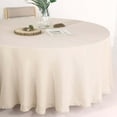 thumbnail image 2 of Efavormart 120" Beige Premium Faux Linen Round Tablecloth | Textured Wrinkle Free Tablecloth, 2 of 11