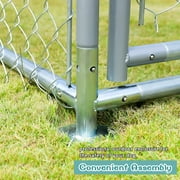 MEETWARM Large Outdoor Dog Kennel Heavy Duty Dog Cage Playpen Galvanized Steel Pet Fence with Fully Enclosed Waterproof UV-Resistant Cover Roof, Stainless Steel Zip Ties and Secure Lock