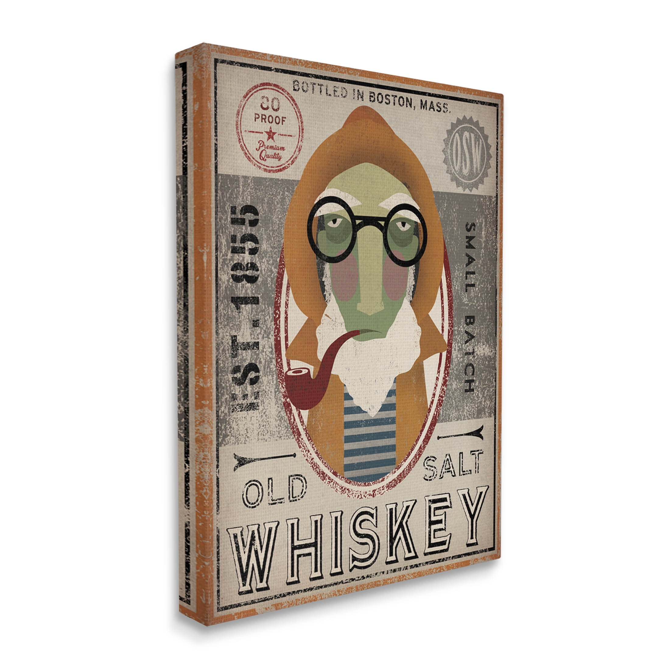 Stupell Industries Vintage Whiskey Logo Sign Graphic Art Gallery Wrapped Canvas Print Wall Art, Design by Ryan Fowler