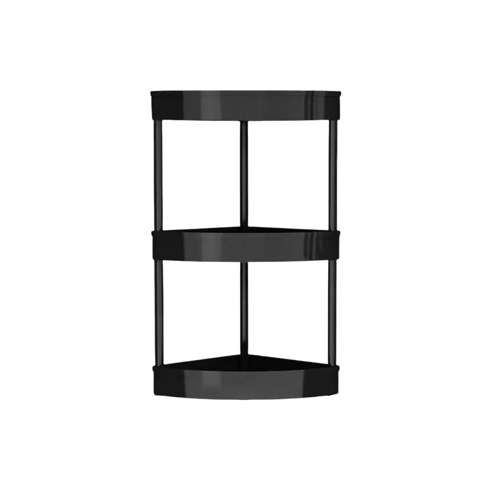 Zzbeans Bathroom Corner Storage Shelf, Removable Roller Floor Standing Toilet Organizer, Hollow-Out Drainage Tripod Shelves for Kitchen Crevice Glass Door Wall, Black