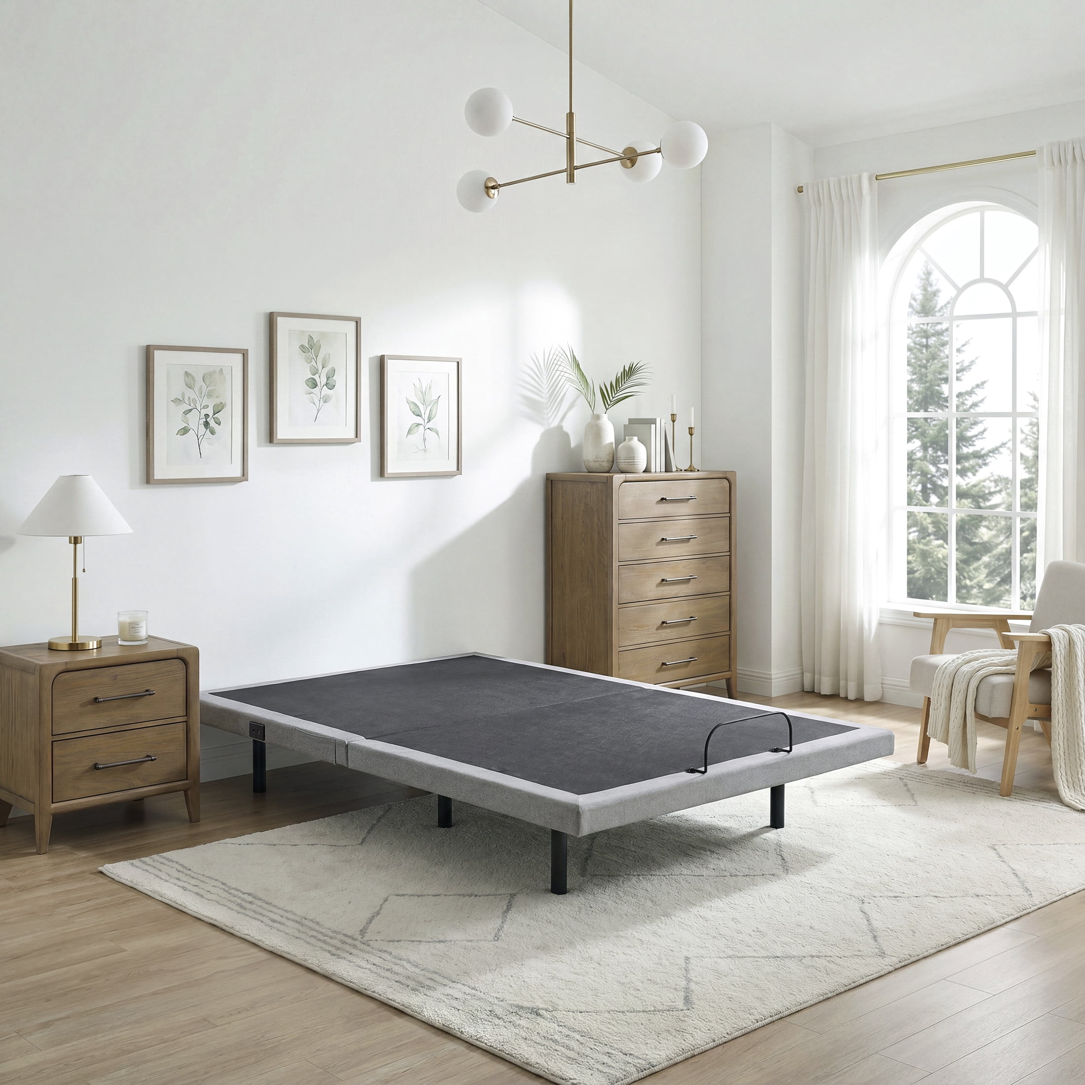 OakvillePark Elan 14"Power Head and Foot Adjustable Bed Frame with Massage, Zero Gravity, Charging Ports, LED Lighting, Full, Gray