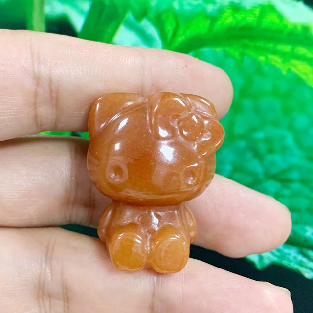 Estatuilla de gato con piedras preciosas de Hello Kitty tallada en cristal de 1,5 pulgadas, estado de gatito tallado a mano para decoración del hogar