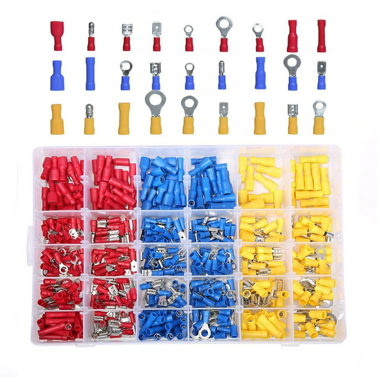 480 Piece Electrical Wire Terminal Kit with Storage Box - Ring, Butt, Spade  Set