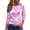 Pink, variant on Fgvctg Womens Plus Size Valentine's Day Tops Casual 3/4 Sleeve Crewneck Shirt Romantic Date Night Pullover Tops Oversized Love Heart Print Half Sleeve Blouse Black L
