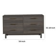thumbnail image 5 of Dien 59 Inch Modern Dresser Gray Wood Frame 6 Drawers Gold Metal Handles - Saltoro Sherpi, 5 of 5
