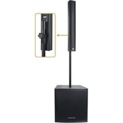 Sound Town Line Array Column PA/DJ Speaker System with One 18 Powered Subwoofer w/DSP and Speaker Output, One 6 x 3 Line Array Column Speakers, Black (CARME-18M64)