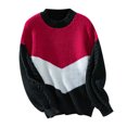 thumbnail image 2 of Pull Décontracté à Manches Longues Col Rond Bloc de Couleur Automne et Hiver pour Femmes (Vin, TG), 2 of 3