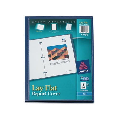 Lay Flat View Report Cover w/Flexible Fastener Letter, 1/2" Cap, Clear/Blue