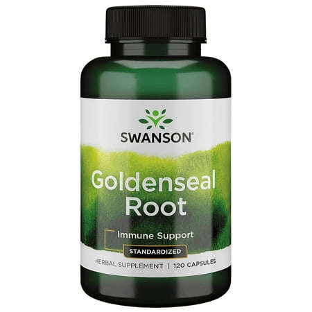 Swanson Goldenseal Root - Herbal Supplement Promoting Immune Support and Overall Wellness - Features Goldenseal Root Extract Standardized to Minimum 5% Total Alkaloids - (120 Capsules, 125mg Each)