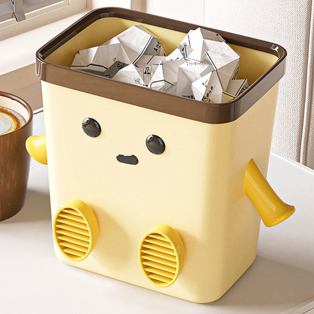 Mini bote de basura de escritorio, bonito bote para artículos diversos, escritorio con tapa para dormitorio de estudiantes, bote de basura para sala de estar, papeleras de plástico.
