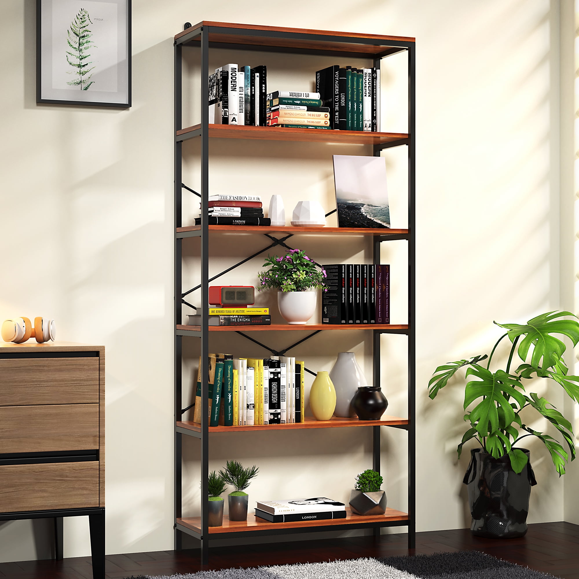5Tier Wooden Bookcase Storage Shelves Organizer, Ubuy Kuwait