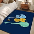 thumbnail image 5 of Colored Instruments Washable Area Rugs 2.7'x5', Retro Green Yellow Blue Guitar Blue Low Pile Throw Living Room Rug Non-Slip Sturdy Edge Binding Carpet for Indoor Entryway Bedside Kitchen, 5 of 9