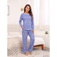 thumbnail image 4 of MINTREUS Women's Pajama Set Long Sleeve Sleepwear Set Soft Two Piece Matching Set with Pockets, 4 of 6