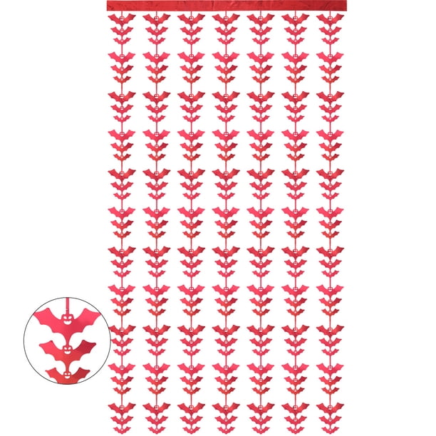 Nvzi Paquete de 2 cortinas con flecos para decoración de fiestas, cortinas de fondo de oropel para fiestas, serpentinas de murciélagos, cortinas de lluvia para puertas, color rojo