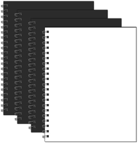 Blank Spiral Notebook, 8.5" x 11" Hardcover Sketch Book, 4 Pack Large Blank Journal for Drawing, A4 Black Unlined Journals for Women Men Office School Home