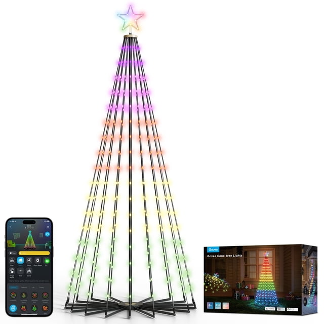 Luces para árbol de Navidad Govee, 1,6 pies, 316 LED RGBIC con control de aplicaciones