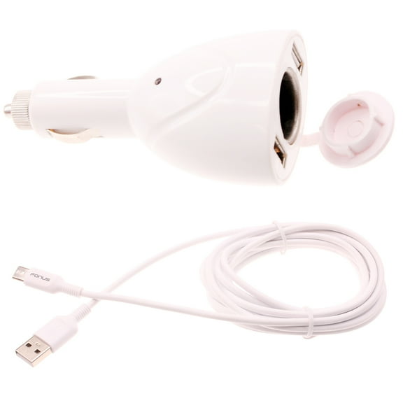 2-Port USB Charger for Motorola Moto G Play (2023) Phone - 6ft Type-C Cable Power Cord DC Socket Splitter USB-C Wire Compatible With Moto G Play (2023)