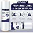 thumbnail image 2 of PACRON Pre-Stretched Stretch Wrap – 4 Rolls, 18" x 1500FT, 33 Gauge (80G Equivalent) – Clear Hand Shrink Pallet Wrap Film for Moving, Packing, Warehouse & Shipping – Tear-Resistant & Self-Adhering, 2 of 5