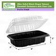 thumbnail image 3 of EcoQuality 26oz Hinged 9x6x3 Inch Black Clamshell Takeout Container with Clear Lid Disposable Food Container for Takeout, Restaurants, Meal Prep, Catering, Delivery (60), 3 of 8